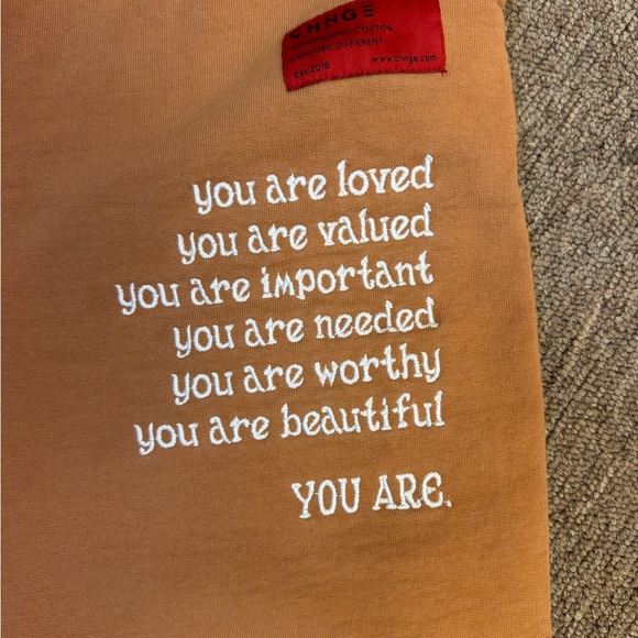 CHNGE orange Hoodie with White Text - Picture 4 of 10